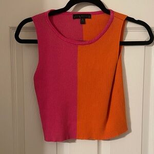 Say what? Pink and Orange Ribbed Crop Top